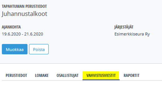Vahvistusviestit