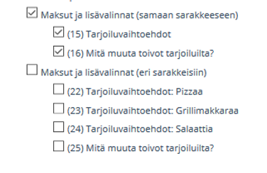 Monivalinta lomakkeella